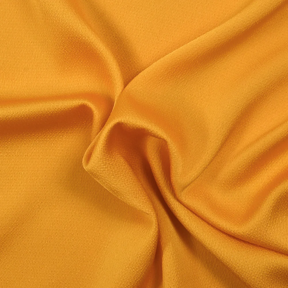 Crêpe satin polyester Bubble jaune moutarde - Image 3