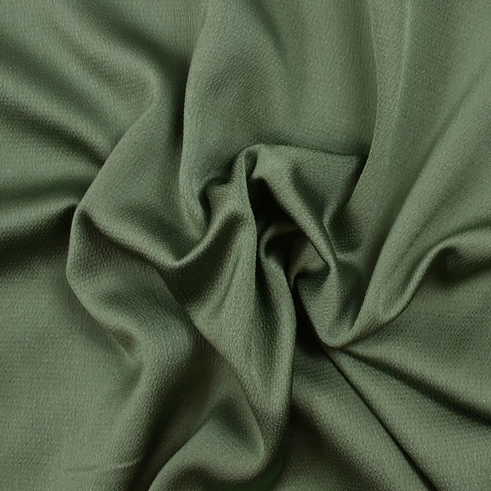 CrĂȘpe satin polyester Bubble kaki - Image 3