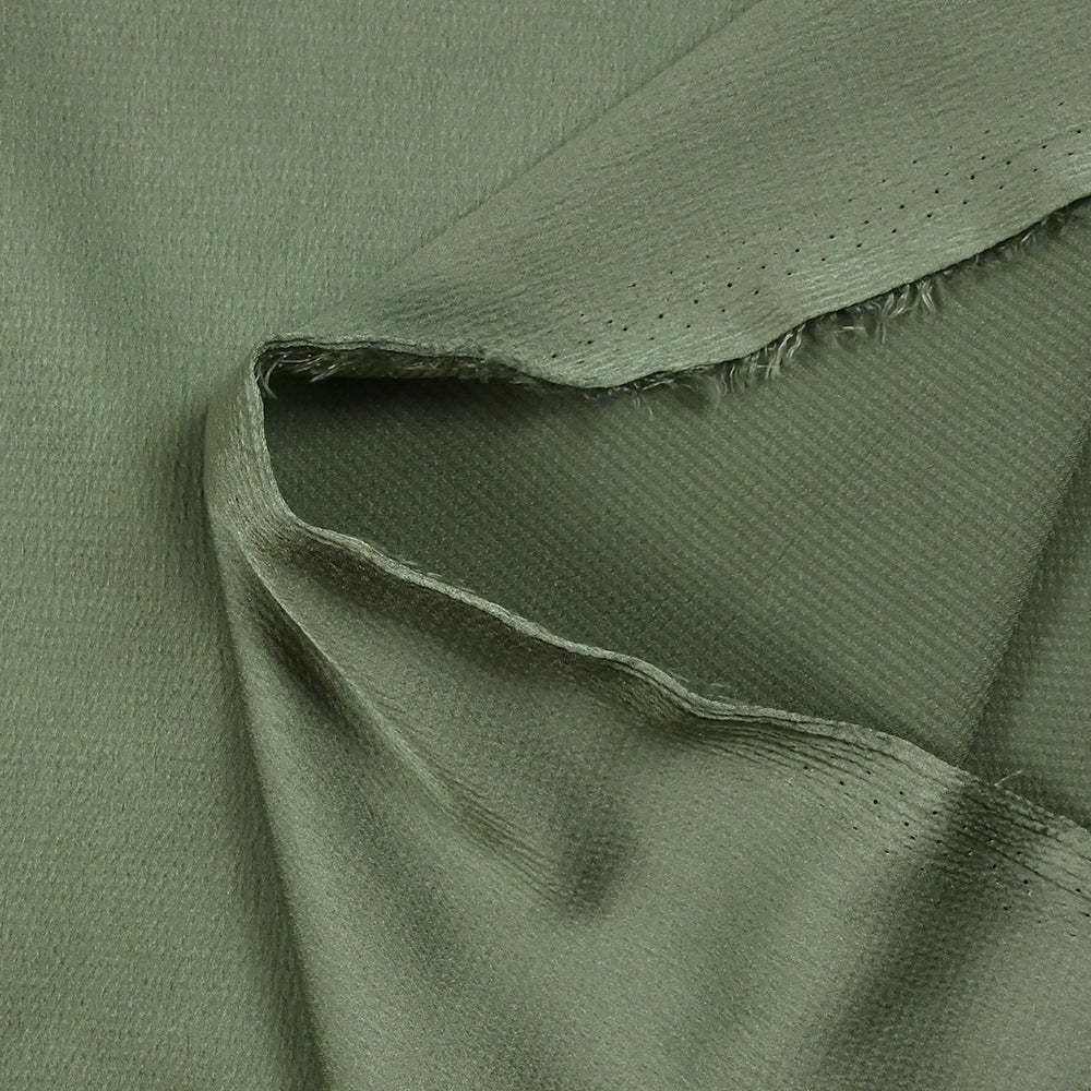 CrĂȘpe satin polyester Bubble kaki - Image 4
