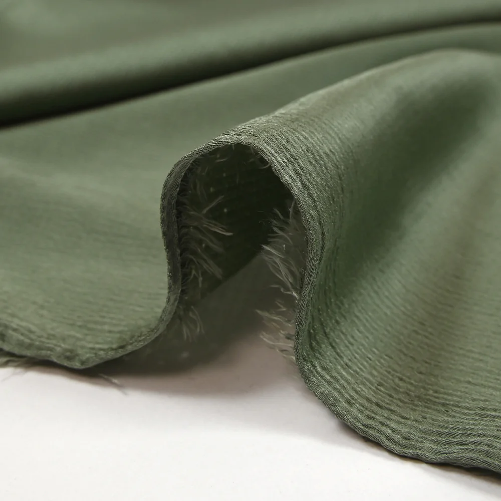 CrĂȘpe satin polyester Bubble kaki - Image 5