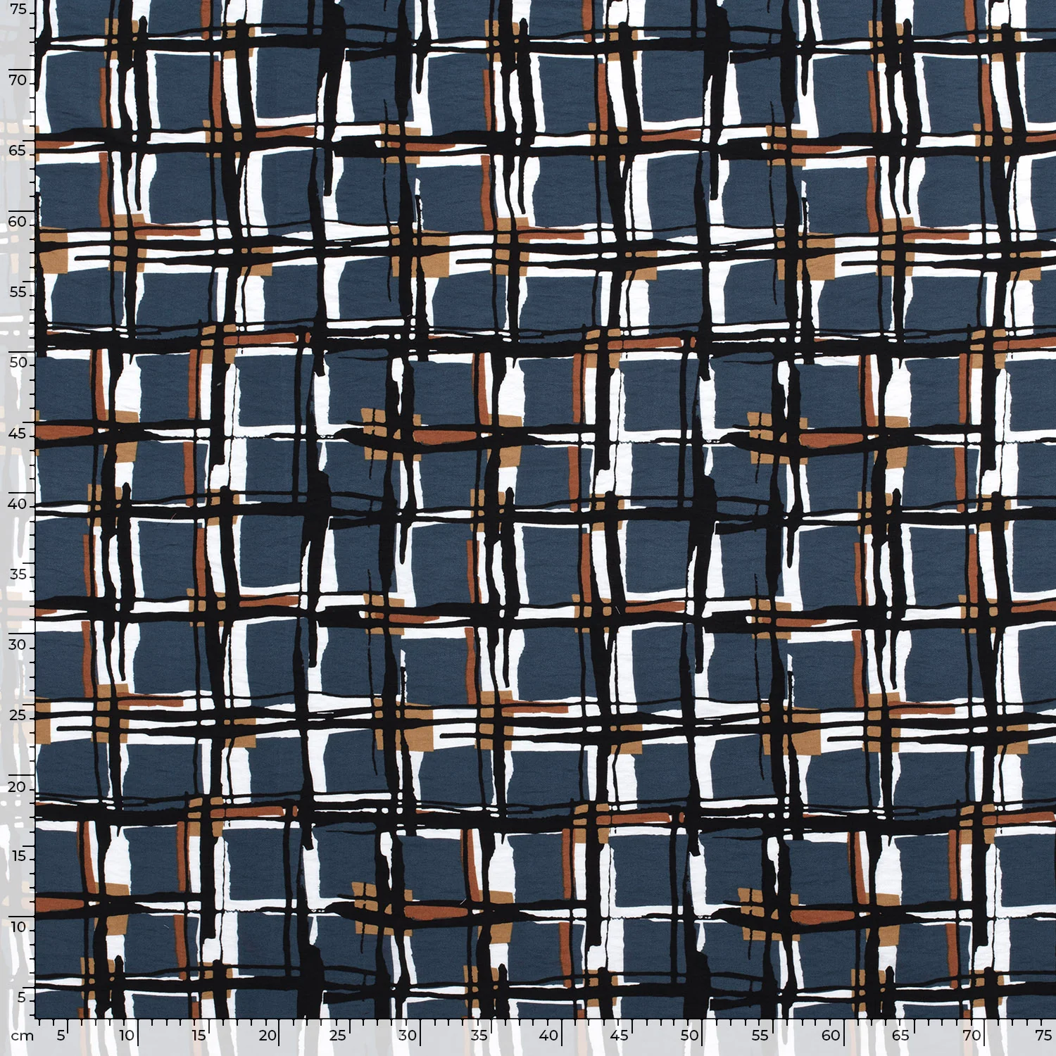 Crêpe viscose imprimé à carreaux fond bleu - Image 6