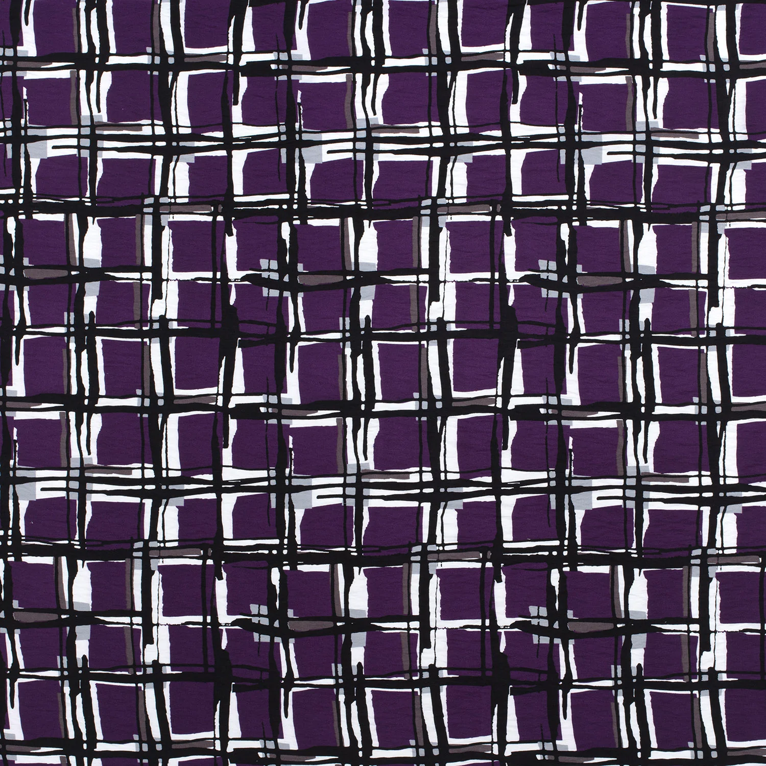Crêpe viscose imprimé à carreaux fond violet - Image 3