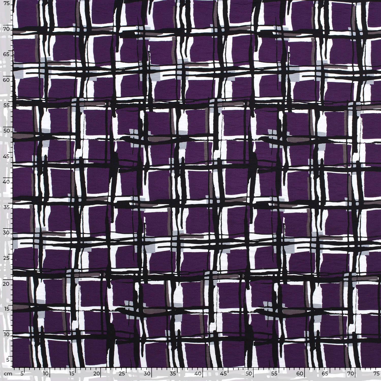 Crêpe viscose imprimé à carreaux fond violet - Image 6