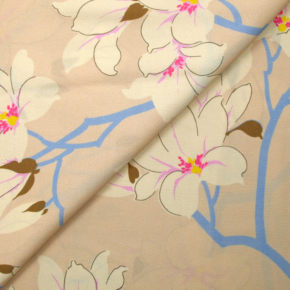 Crêpe viscose imprimé fleurs du Sahara fond beige - Image 4