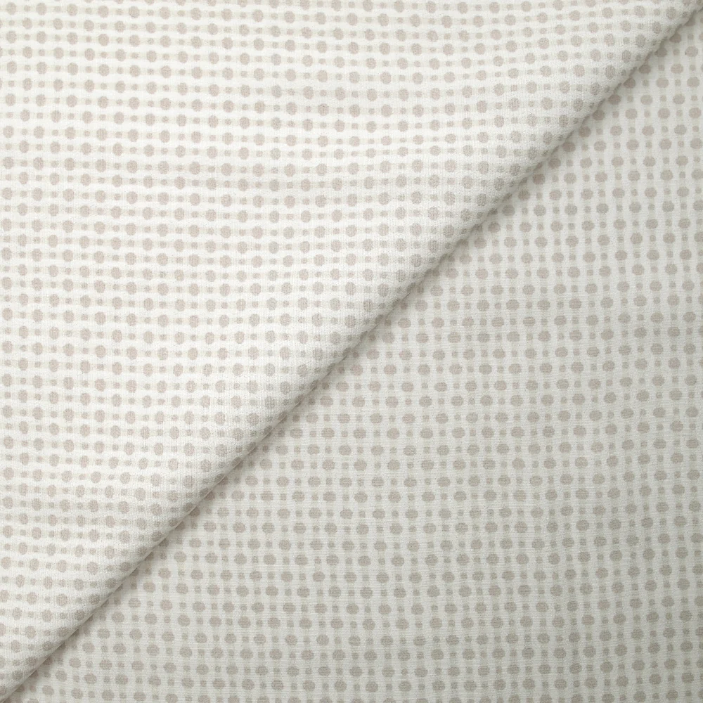 Crêpe viscose imprimé nuance de pois grège fond blanc - Image 4