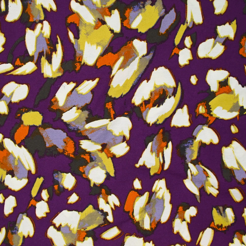 Crêpe viscose imprimé peinture fond violet