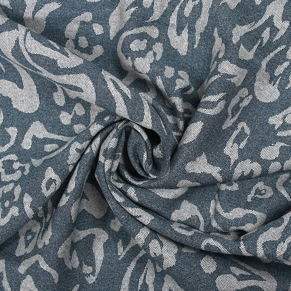 Crêpe viscose imprimé pointillisme animal bleu denim - Image 2