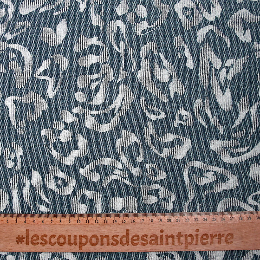 Crêpe viscose imprimé pointillisme animal bleu denim - Image 3