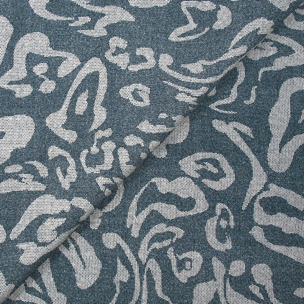 Crêpe viscose imprimé pointillisme animal bleu denim - Image 4