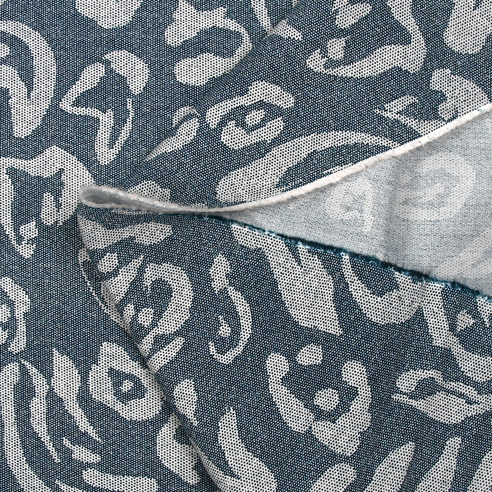 Crêpe viscose imprimé pointillisme animal bleu denim - Image 5