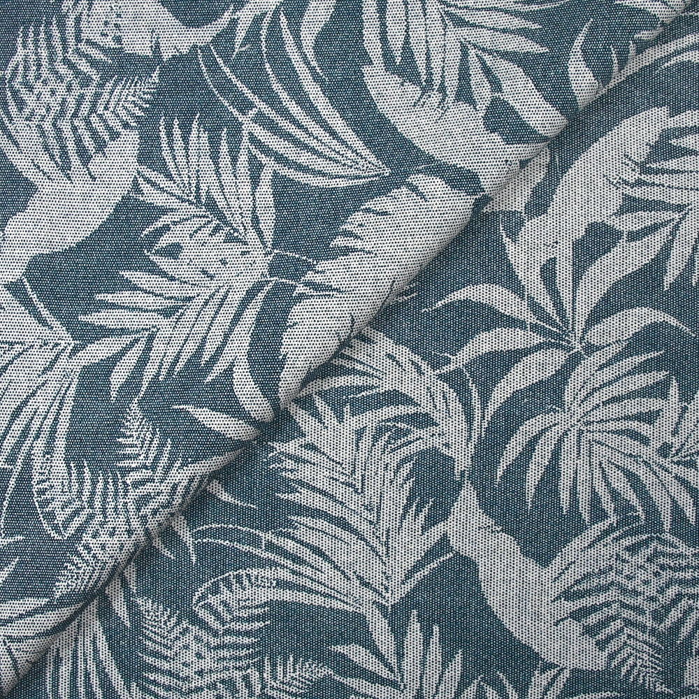 Crêpe viscose imprimé pointillisme feuillage bleu denim - Image 4