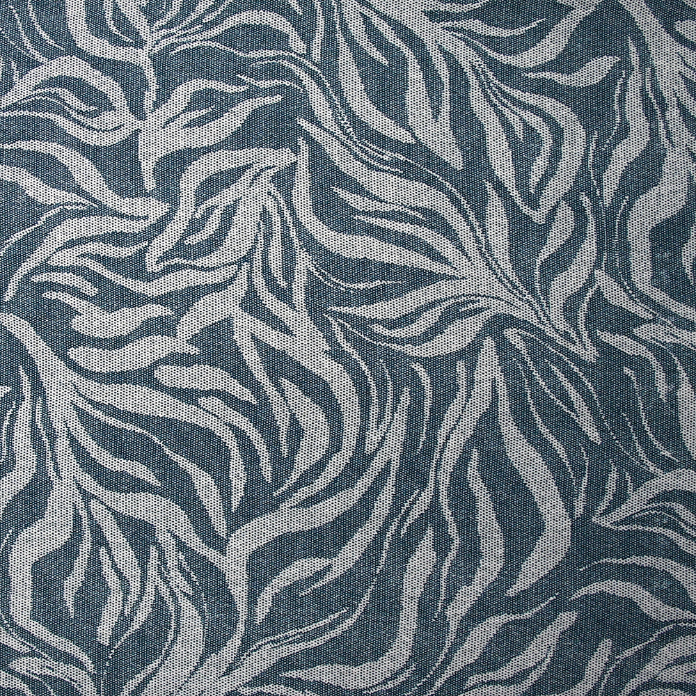 Crêpe viscose imprimé pointillisme feuilles ondulées bleu denim
