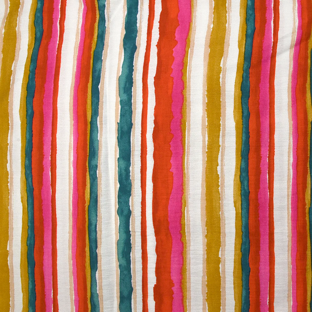 Crêpe viscose imprimé rayures en couleur fond blanc - Image 4