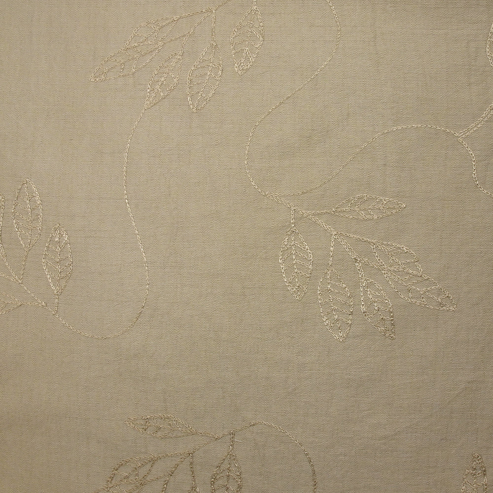 Crêpe viscose Lily brodé feuillage beige - Image 4