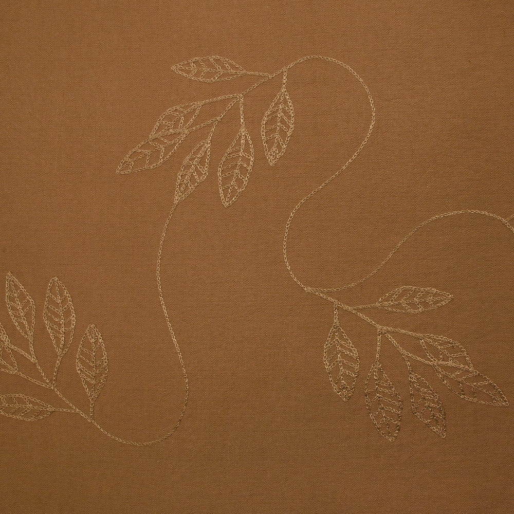 Crêpe viscose Lily brodé feuillage marron