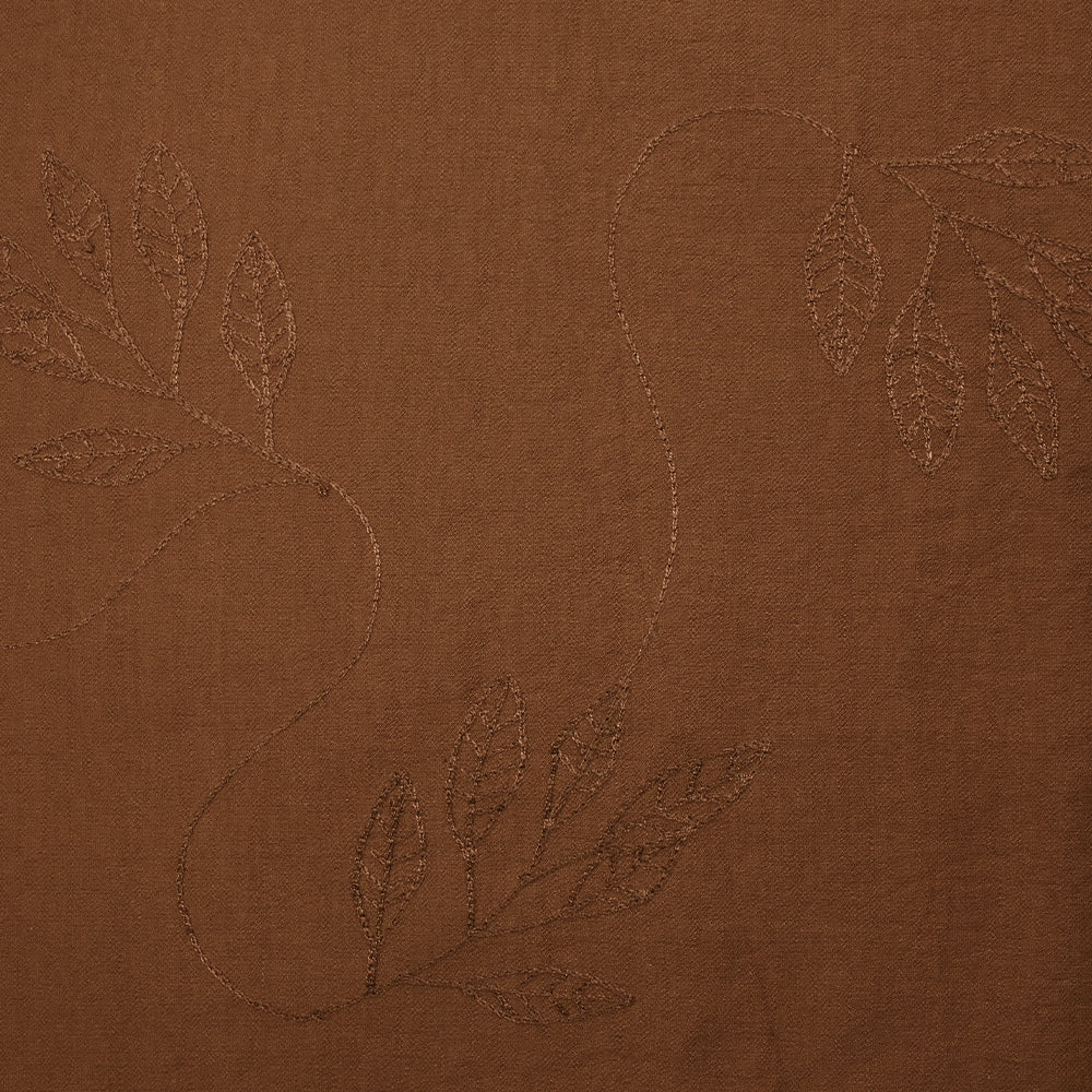 CrĂȘpe viscose Lily brodĂ© feuillage marron noisette - Image 4