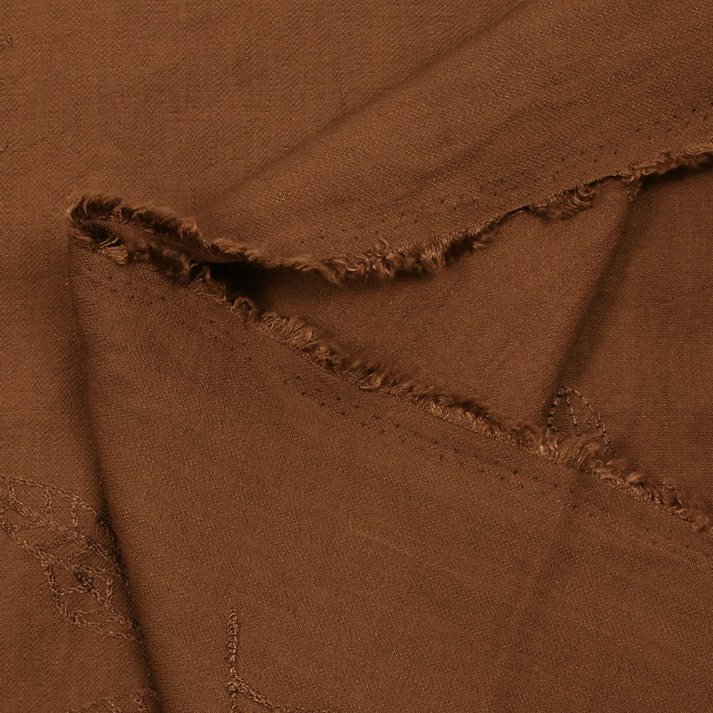 CrĂȘpe viscose Lily brodĂ© feuillage marron noisette - Image 6