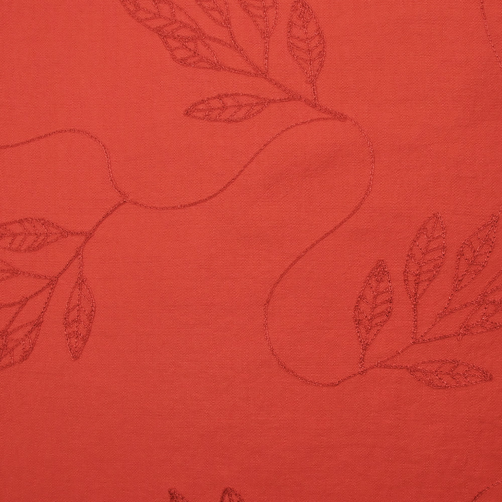 CrĂȘpe viscose Lily brodĂ© feuillage rouge