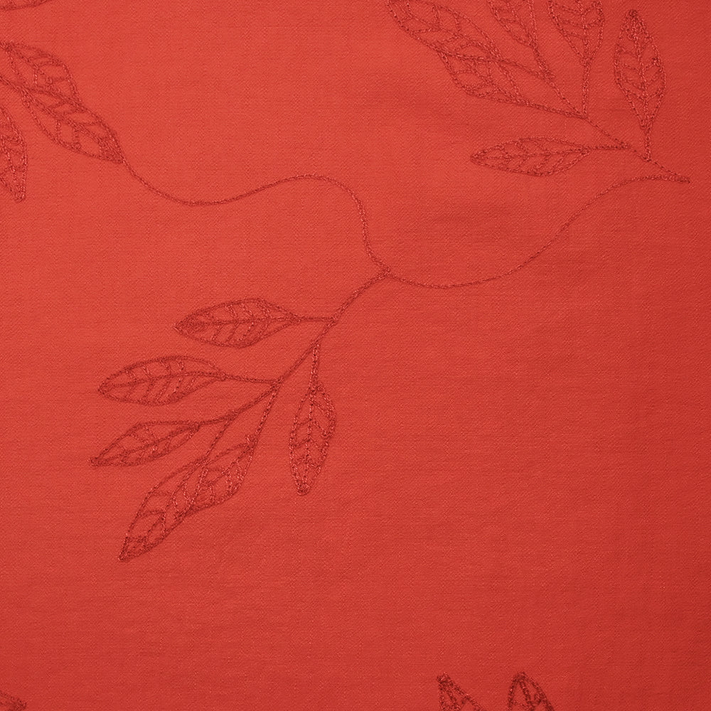 CrĂȘpe viscose Lily brodĂ© feuillage rouge - Image 4