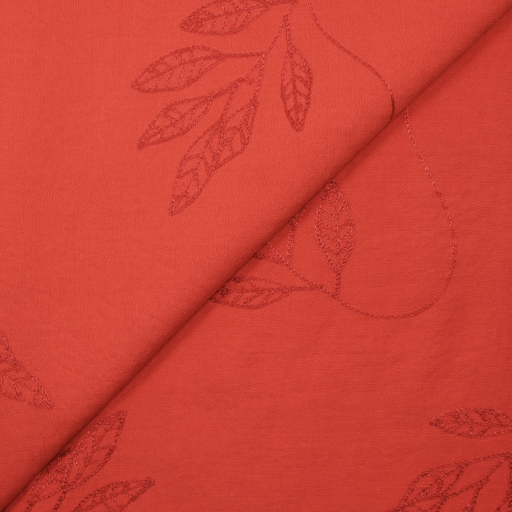 CrĂȘpe viscose Lily brodĂ© feuillage rouge - Image 5