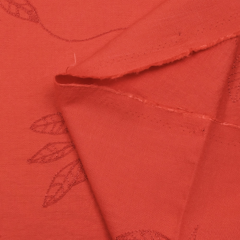 CrĂȘpe viscose Lily brodĂ© feuillage rouge - Image 6