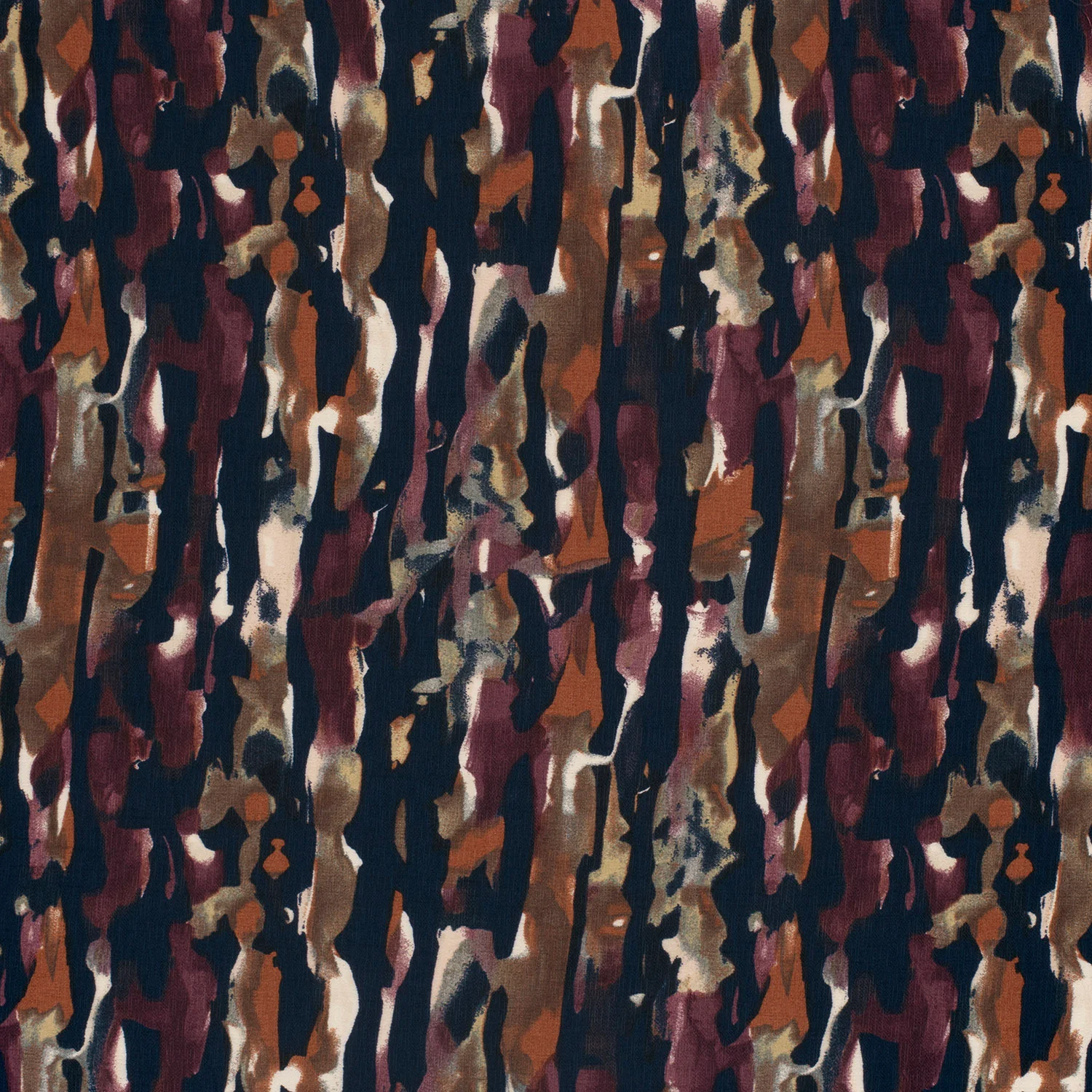 CrĂȘpe viscose ottoman imprimĂ© flaque violet fond marine