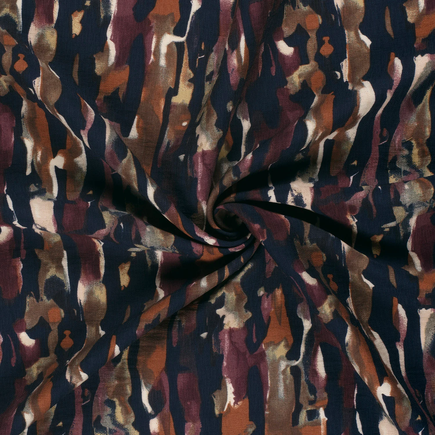 CrĂȘpe viscose ottoman imprimĂ© flaque violet fond marine - Image 2