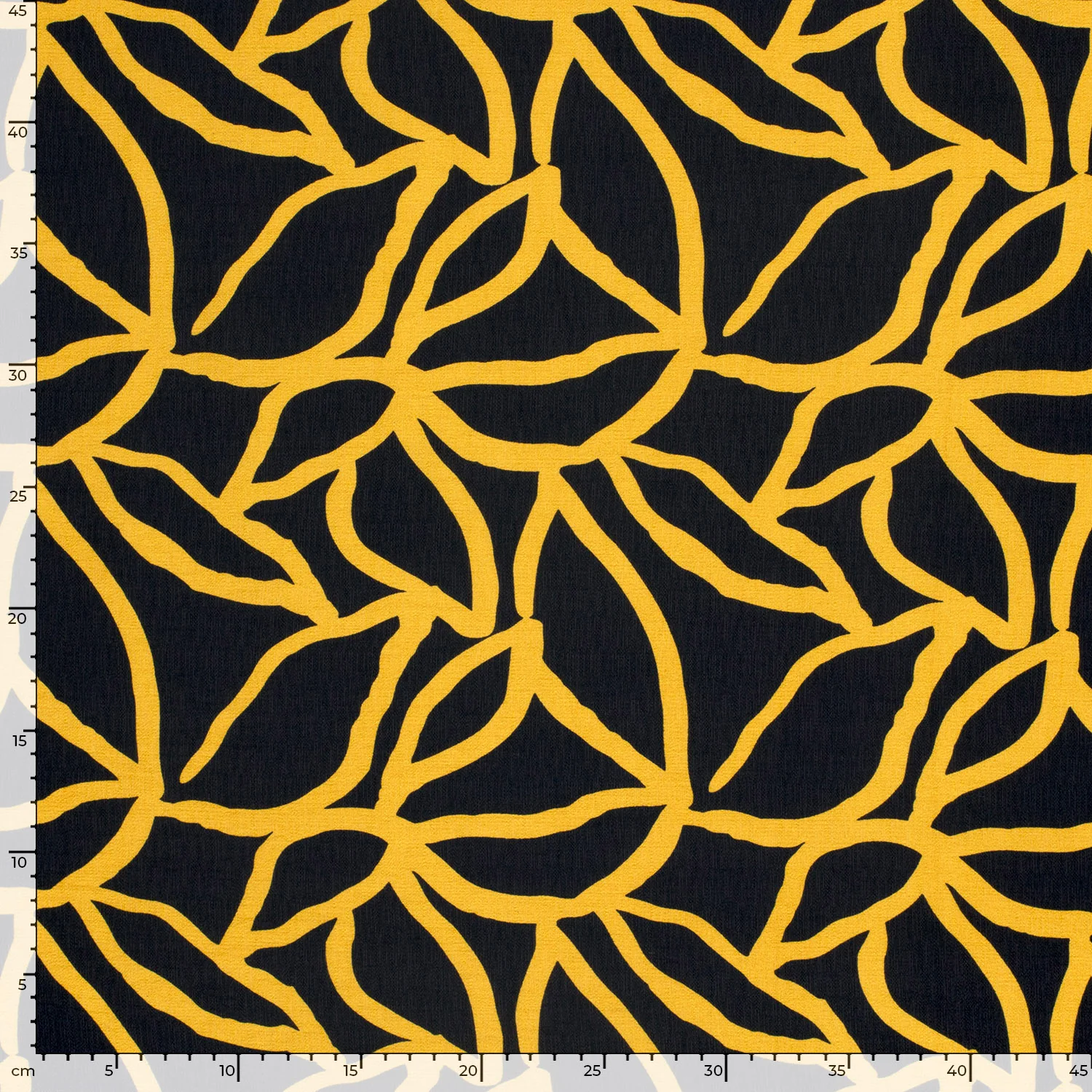 Crêpe viscose ottoman imprimé spaghetti ocre fond noir - Image 5