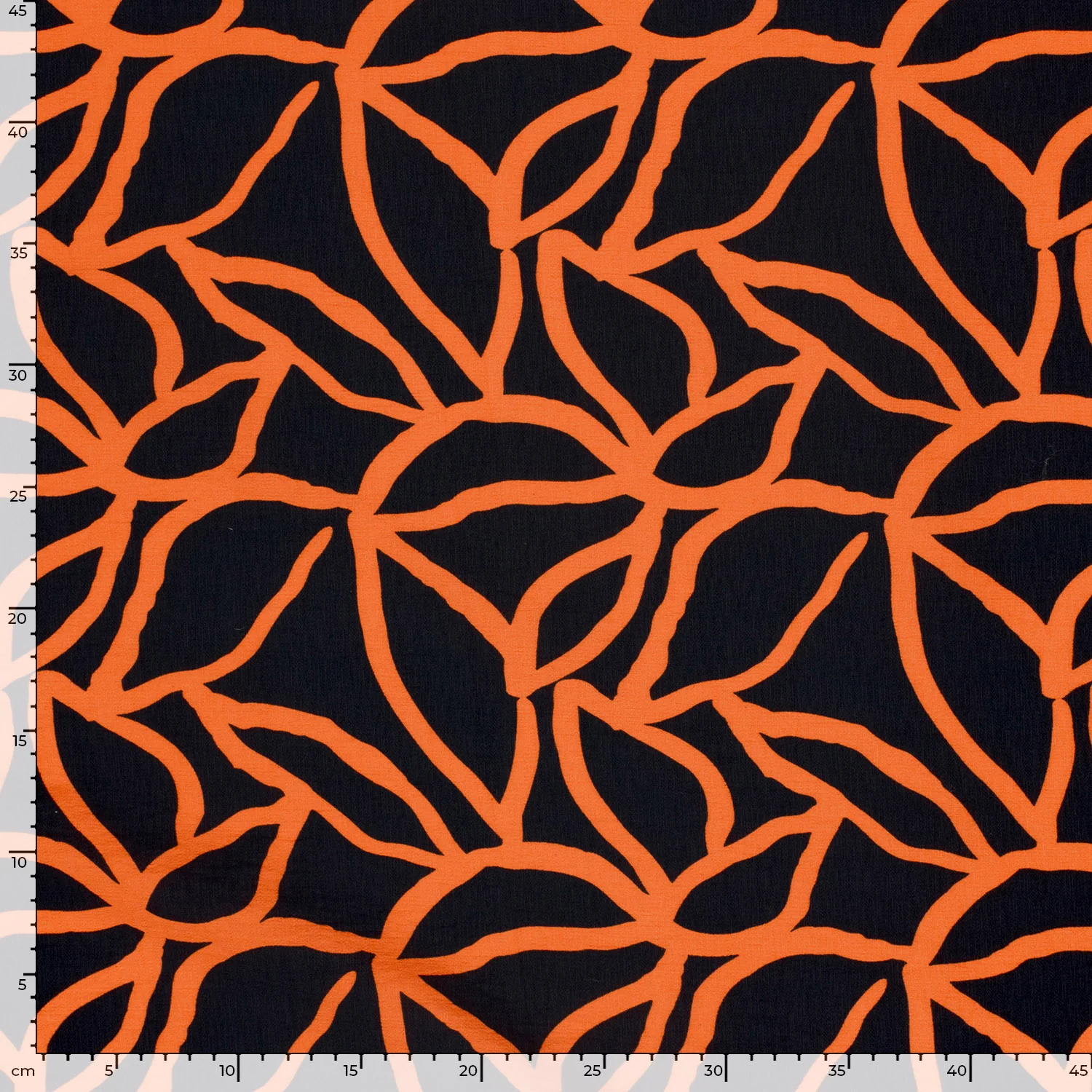 Crêpe viscose ottoman imprimé spaghetti orange fond noir - Image 6