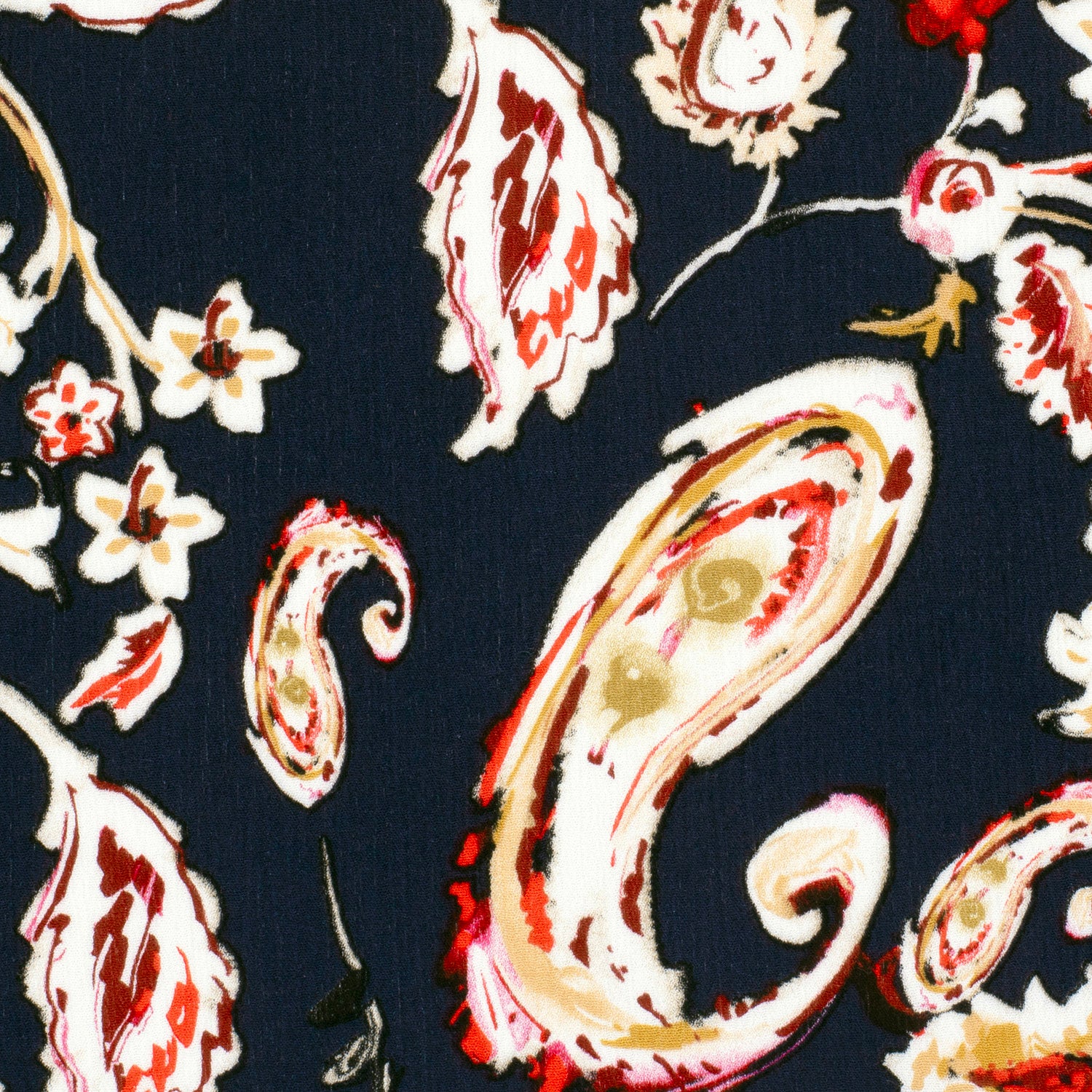 Crépon de viscose imprimé Paisley fond marine - Image 3