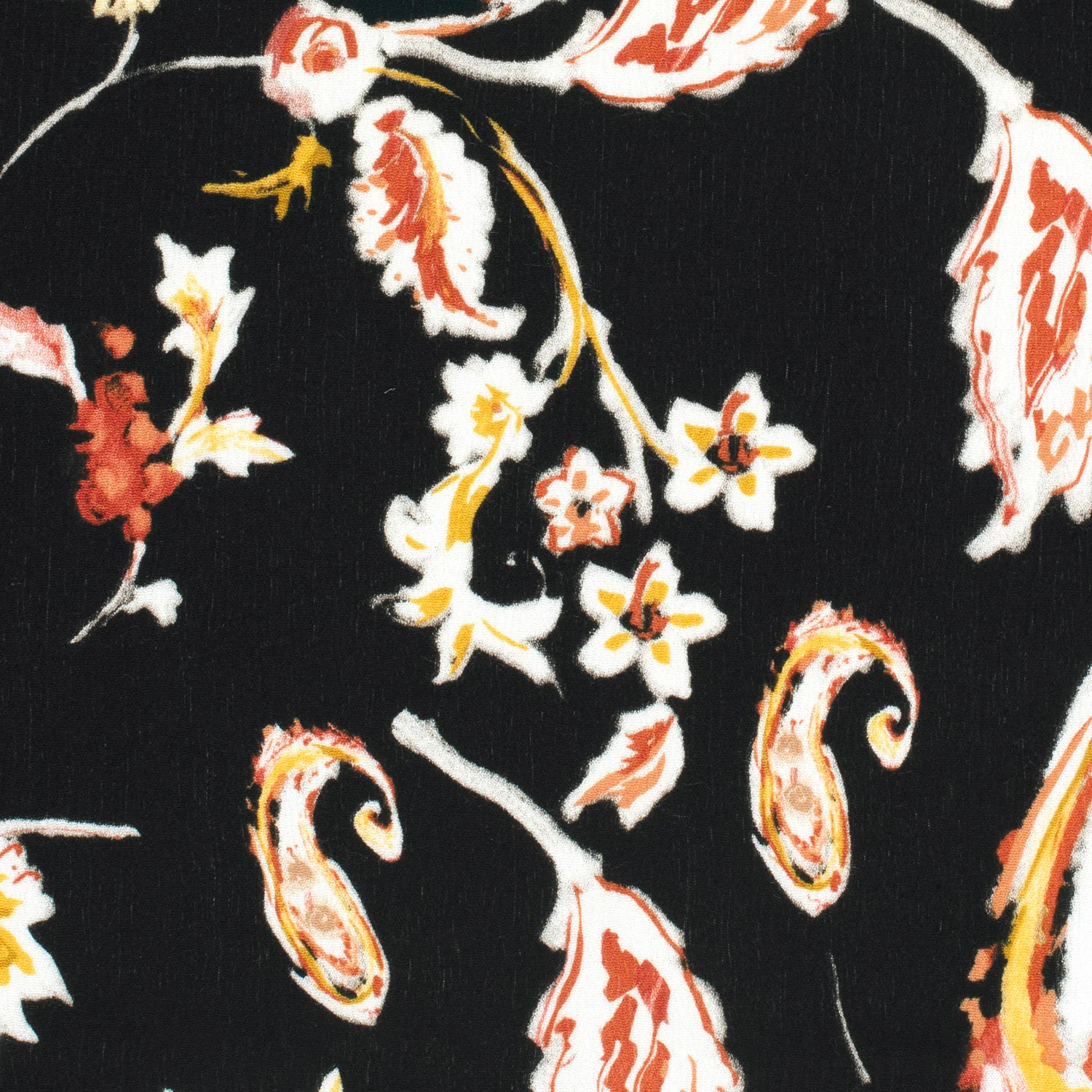 Crépon de viscose imprimé Paisley fond noir - Image 3
