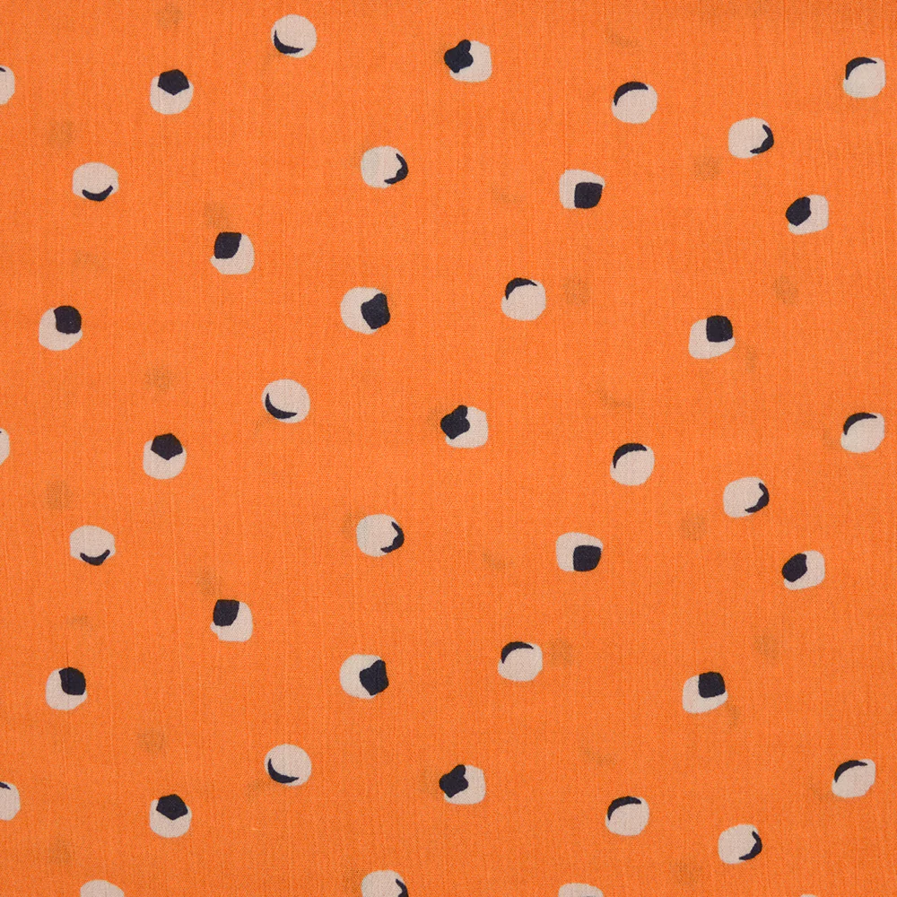 Crépon de viscose imprimé sphéricité fond orange