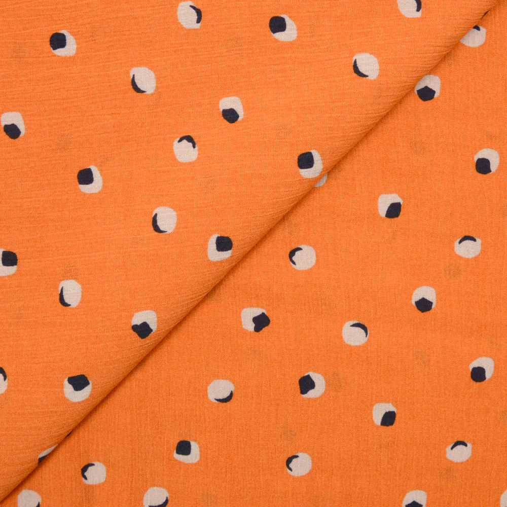 Crépon de viscose imprimé sphéricité fond orange - Image 4