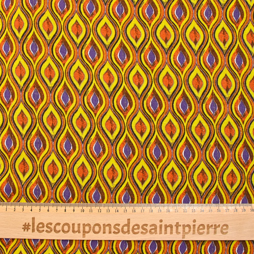 Crépon viscose lurex imprimé rivière curry et orange - Image 3