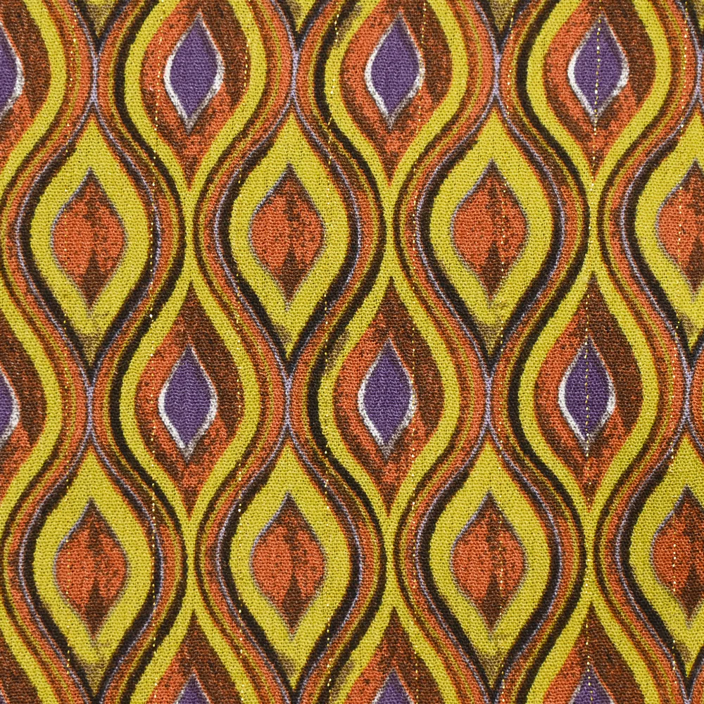 Crépon viscose lurex imprimé rivière curry et orange - Image 4