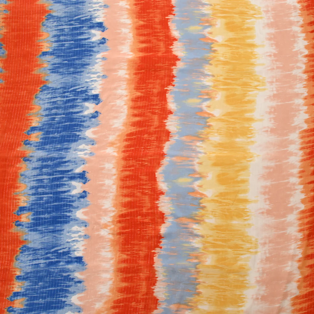 Crépon viscose lurex tie and dye bleu et orange - Image 4