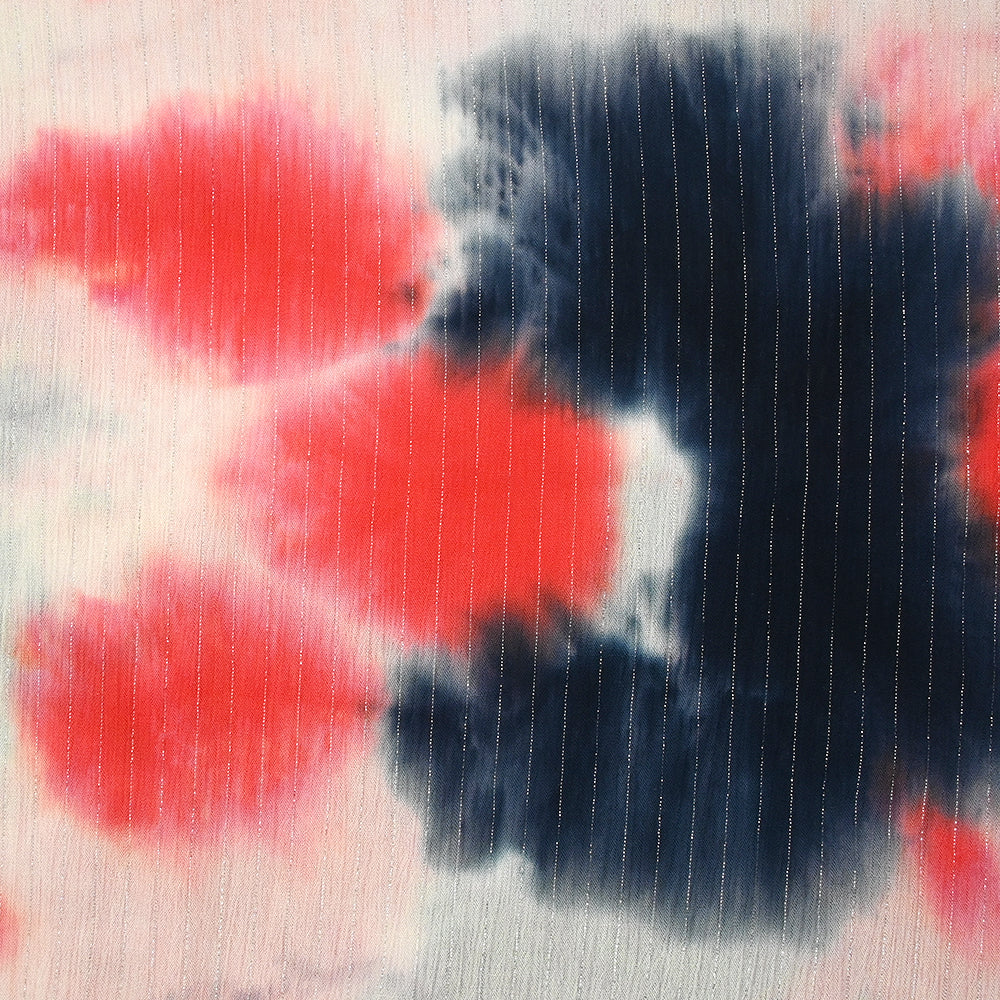 Crépon viscose lurex tie and dye corail et bleu nuit - Image 3