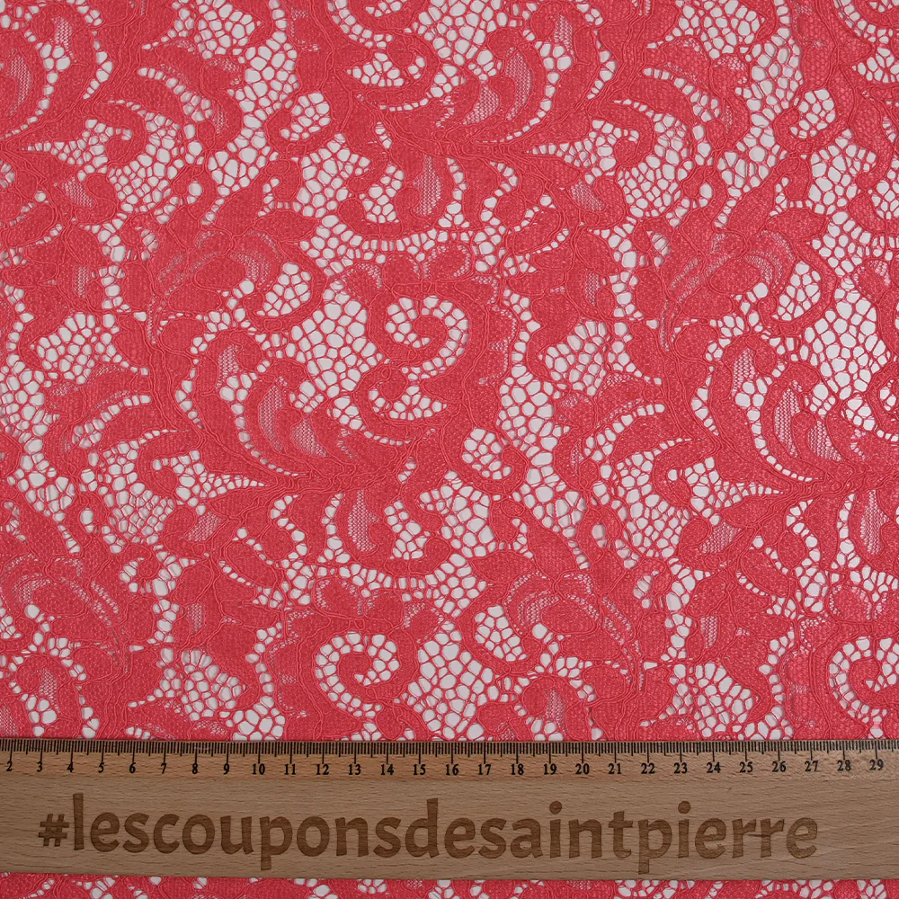 Dentelle festonnée Judith rose corail - Image 3