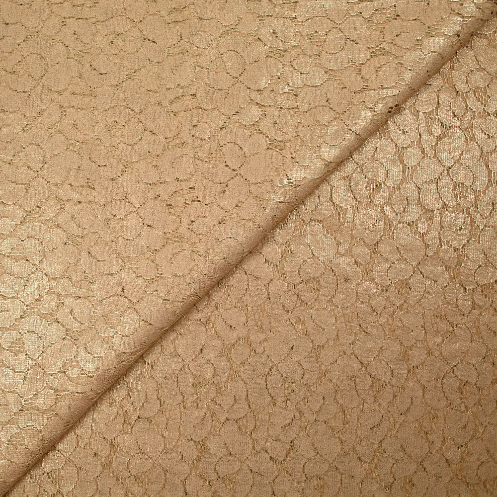 Dentelle fond beige rosé et irisé doré