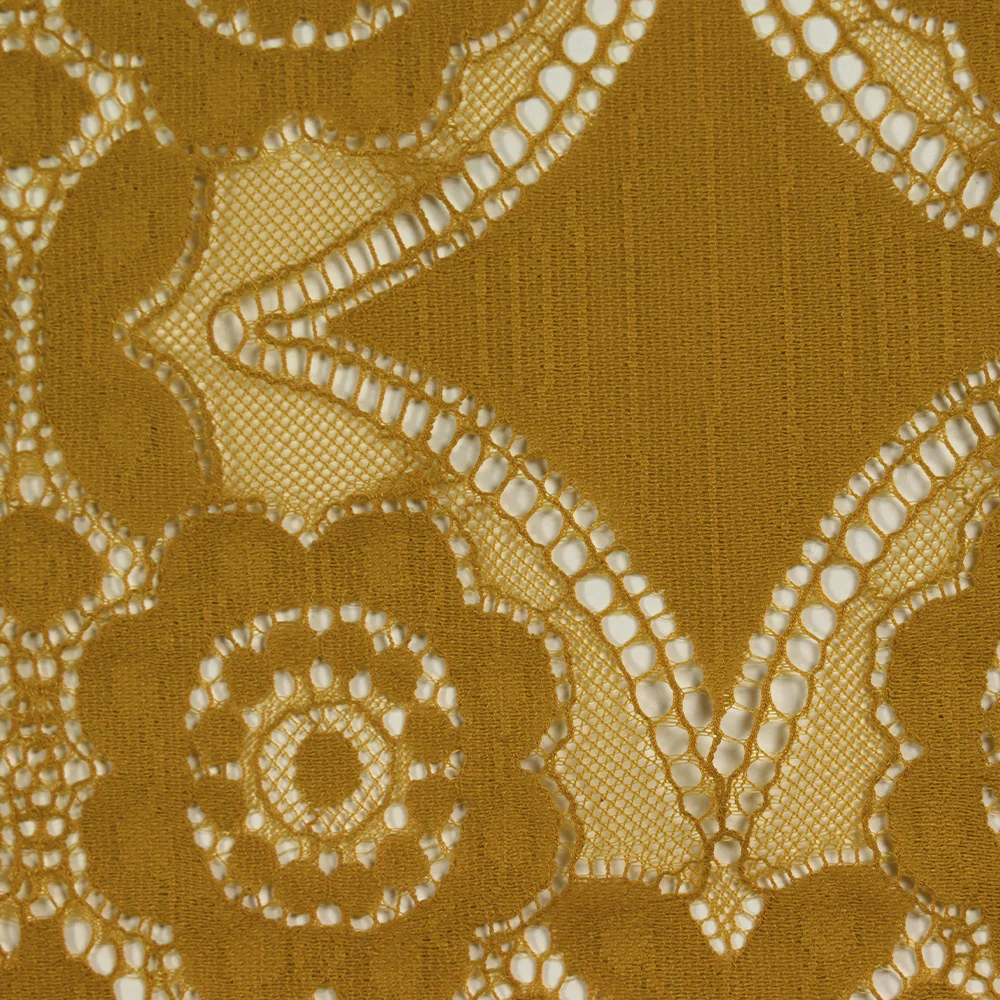 Dentelle polyester bohème moutarde - Image 4