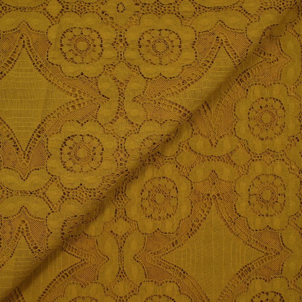 Dentelle polyester bohème moutarde - Image 5