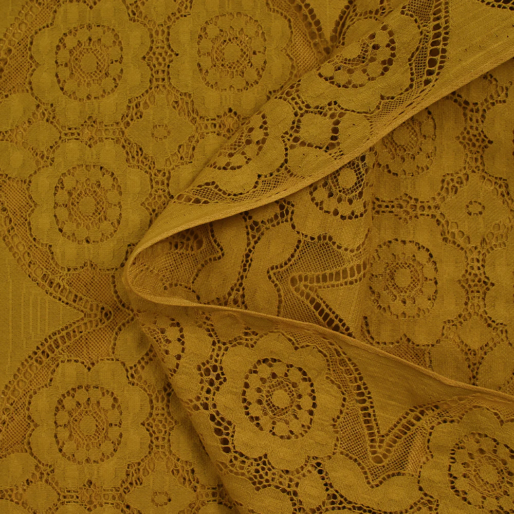 Dentelle polyester bohème moutarde - Image 6