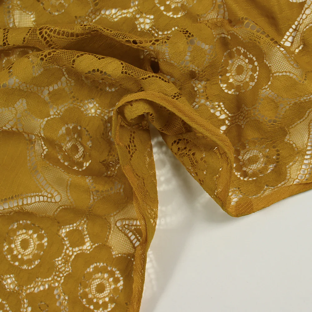 Dentelle polyester bohème moutarde - Image 7