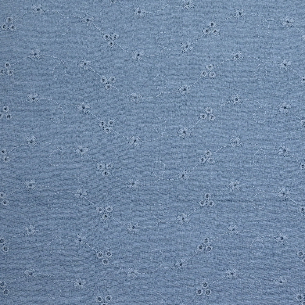 Double gaze brodée ajourée Lolita bleu - Image 4