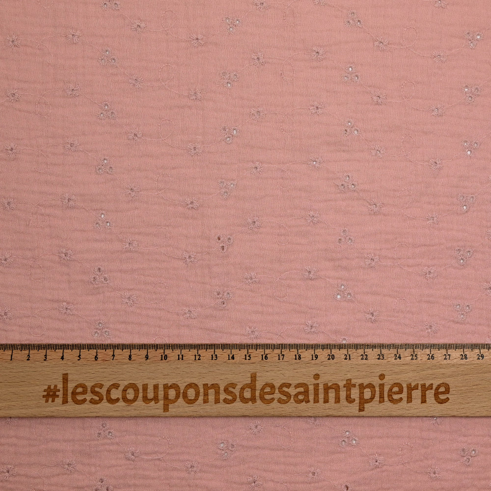 Double gaze brodée ajourée Lolita rose - Image 3