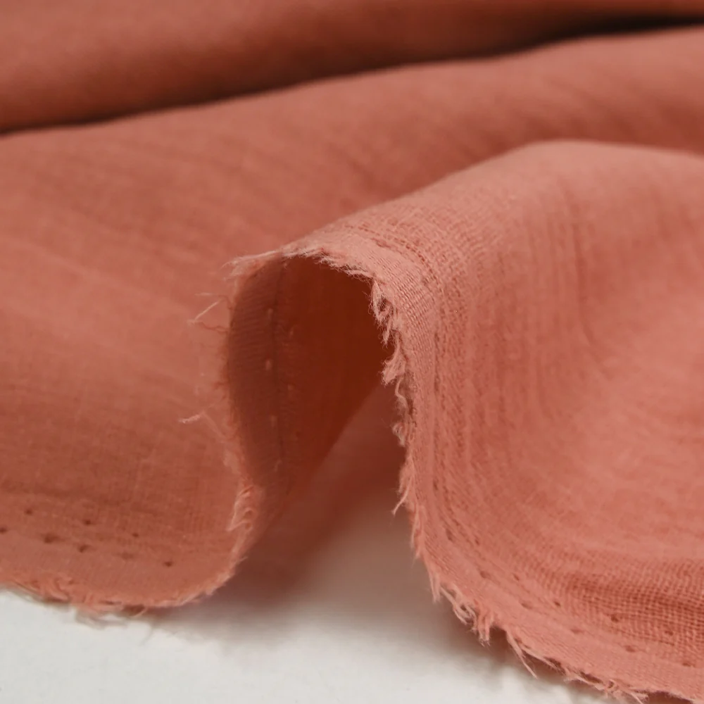 Double gaze de coton terracotta - Image 4