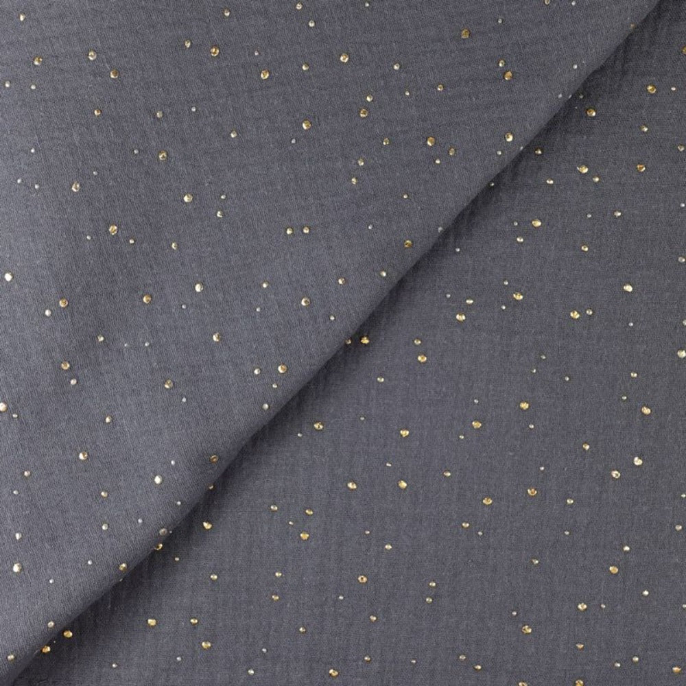 Double gaze gris confettis doré