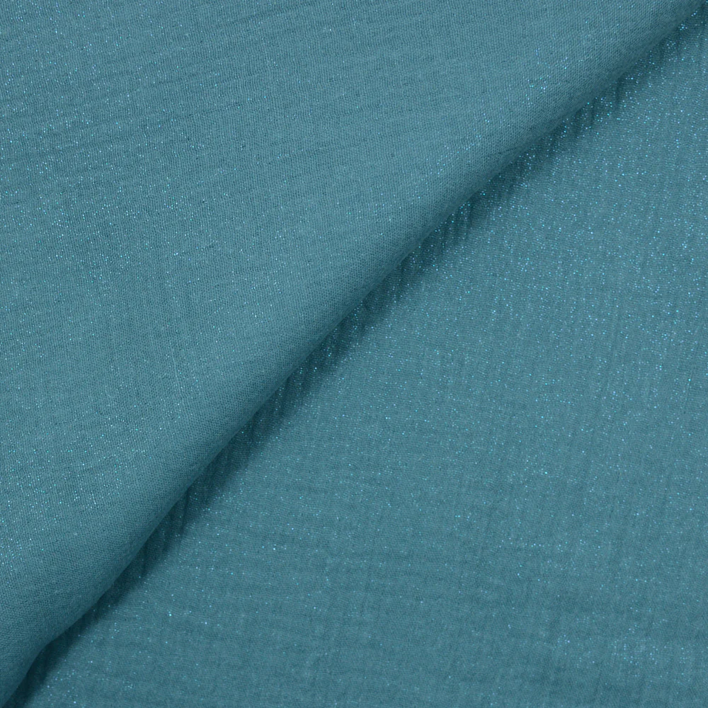 Double gaze irisée bleu fond bleu pétrole