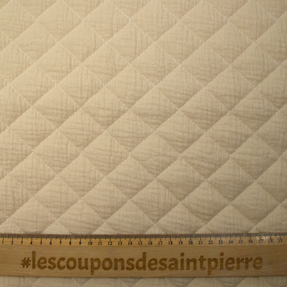 Double gaze matelassée double face beige et blanc cassé au mètre - Image 3