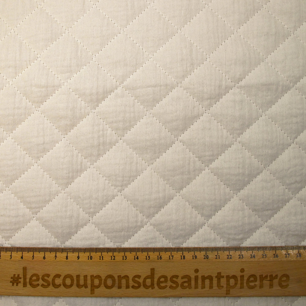 Double gaze matelassée double face beige et blanc cassé au mètre - Image 5